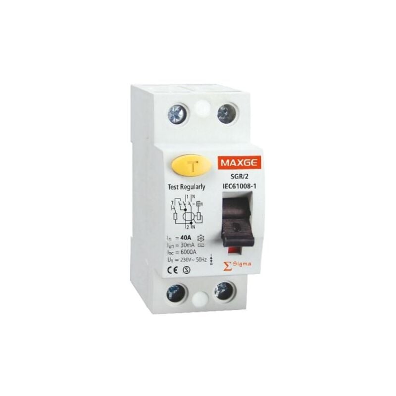 Interruptor Diferencial Residencial Superinmunizado 2P 30mA 25-63A 6kA Clase a maxge 40 a