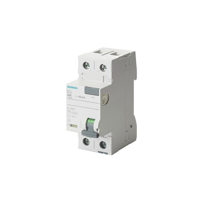 

Siemens Indus.sector - SIEMENS 5SV - INTERRUPTOR DIFERENCIAL CLASE-A 2 POLOS 40A 30MA 70MM