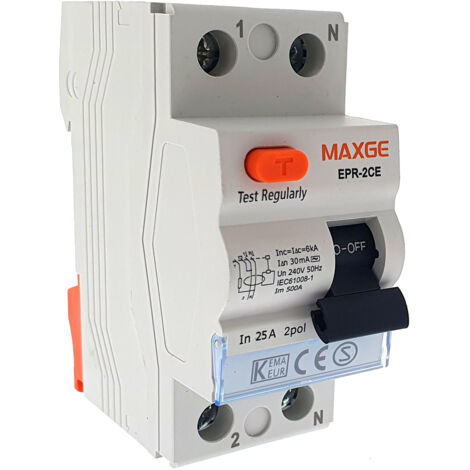 Interruptor Diferencial Residencial 1P+N 30mA 25A 6kA
