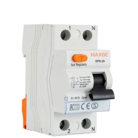 Interruptor Diferencial Residencial Superinmunizado 2P 30mA 40A 6kA Clase A MAXGE 40 A