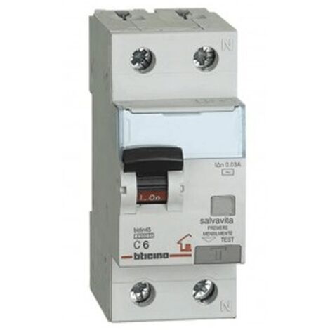 Interruptor diferencial termomagnético Bticino 6A 4,5K GC8813AC6