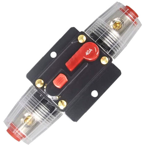 Interruptor disyuntor de 40 A, portafusibles en línea de 40 A, 12 V-51 V CC, botón de reinicio manual para sistema de amplificador de sonido de audio de automóvil, casa rodante, barco, camión