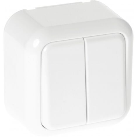 Interruptor doble ancient 2 teclas blanco 6x6x3 cm