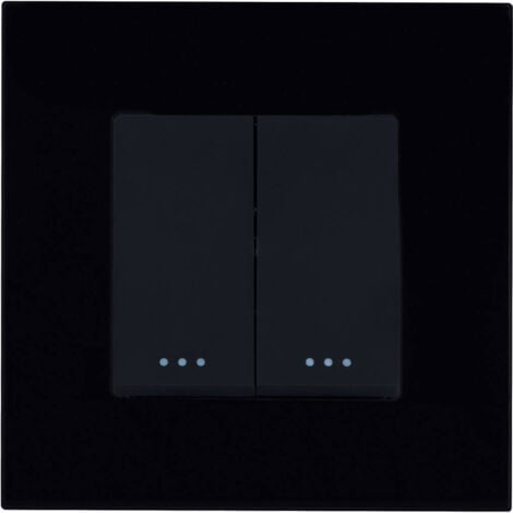 IluminaShop Interruptor Táctil Regulable de Cristal Negro Empotrable +  Mecanismo Negro