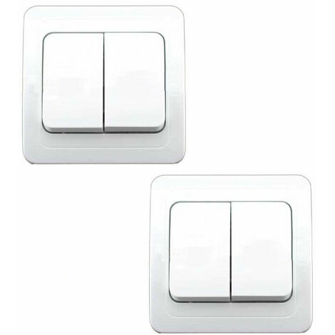 Interruptor doble 80x80mm color blanco empotrable a la pared serie Lille -  Hydrabazaar