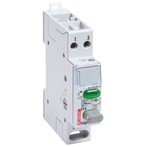 Interruptor doble función 20 A 250V 1 NA + indicador verde LEGRAND 412914