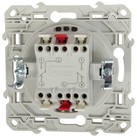 Interruptor Doble Schneider Electric Odace - 10A, Color Blanco, Para Instalación Eléctrica