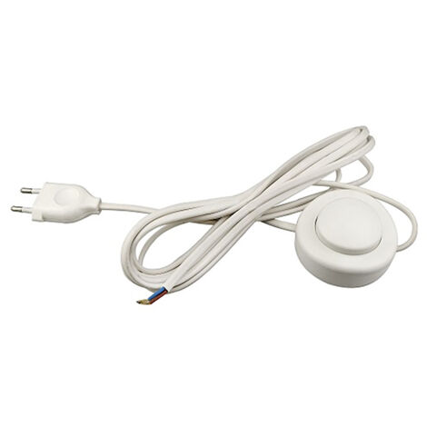Interruptor eléctrico de pié con cable, 2,5 a 250 v, 3 m, blanco