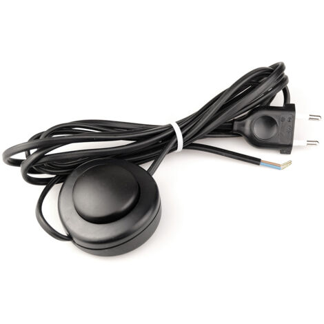 Interruptor eléctrico de pié con cable, 2,5 a 250 v, 3 m, negro