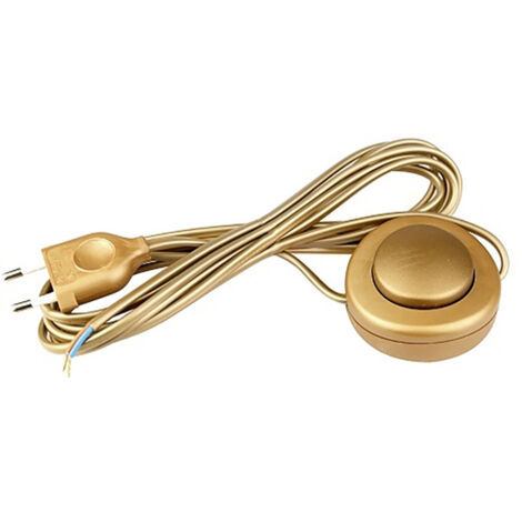 Interruptor eléctrico de pie con cable, 2,5 a 250 v, 3 m, oro