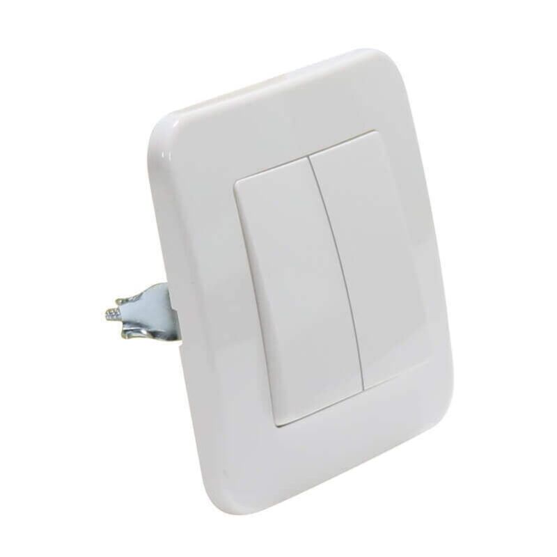 

Interruptor Empotrable Doble Blanco Basic Marco Incluido Blanco | IluminaShop