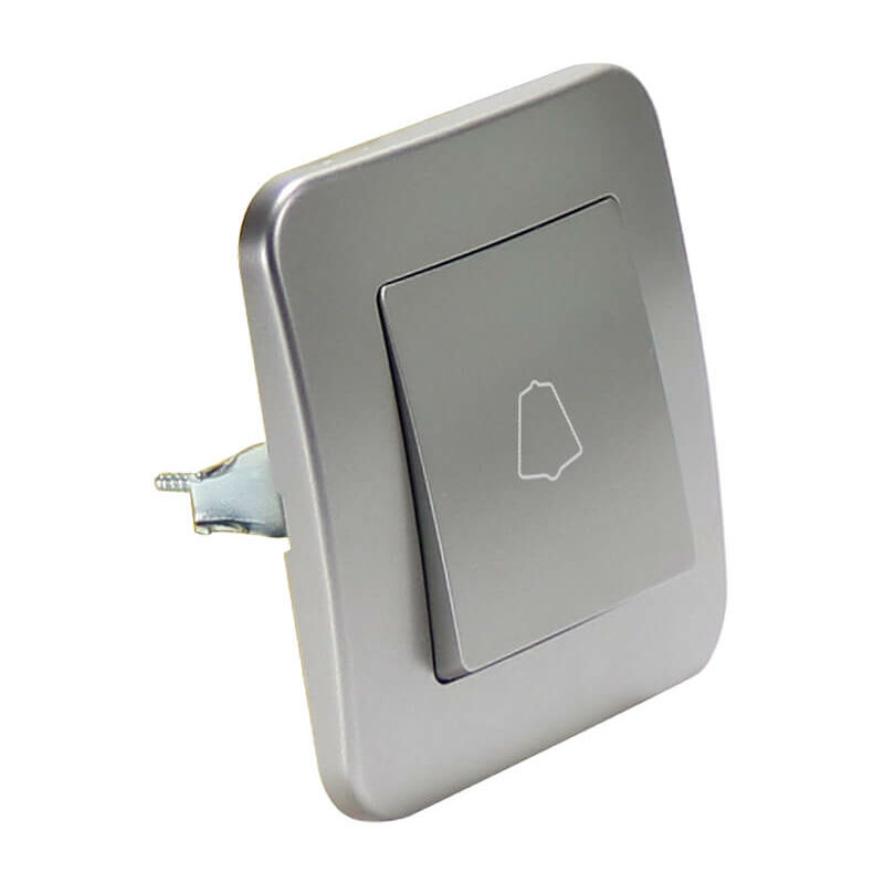 

Iluminashop - Interruptor Empotrable Simple Pulsador Gris Basic Marco Incluido Gris