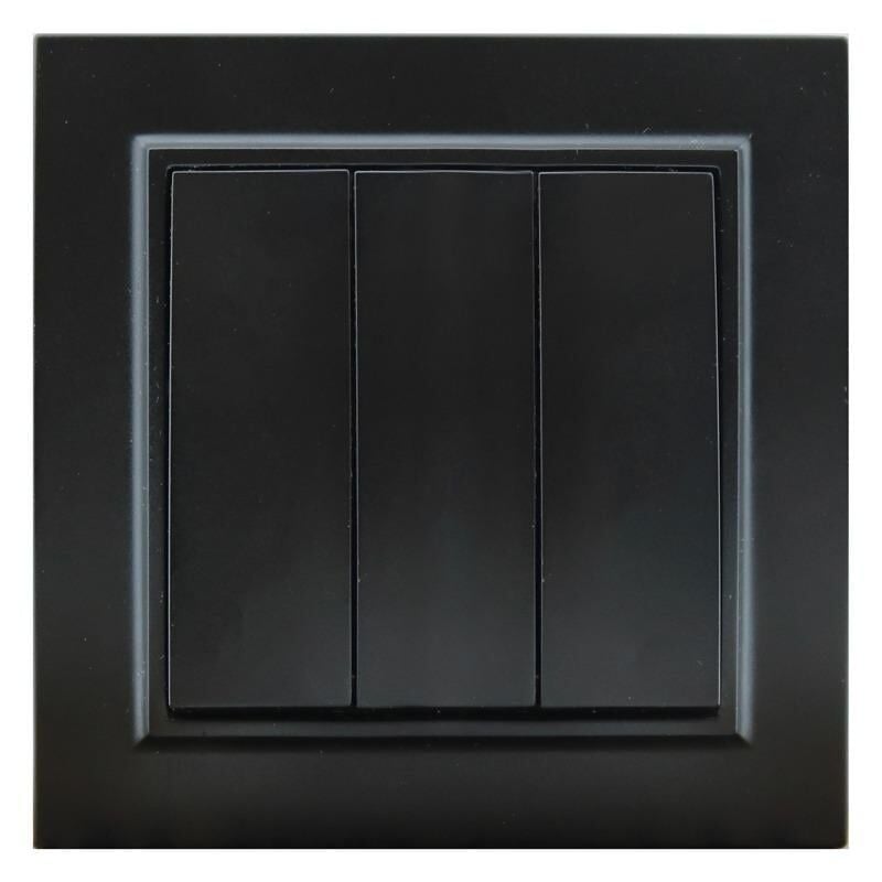 

Interruptor Empotrable Triple Negro Marco Incluido IP20 Serie wLine Negro | IluminaShop