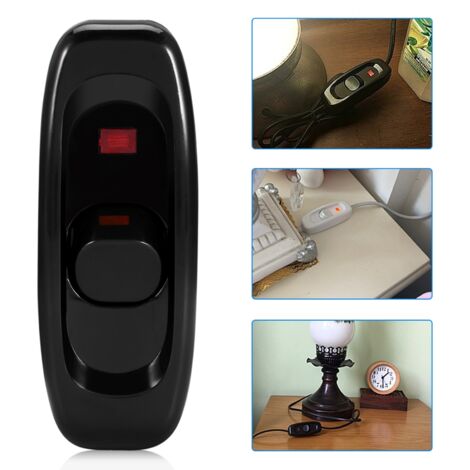 Interruptor en línea para lámparas de mesa/escritorio con indicador LED – 250 V CA, 10 A – Negro o blanco – Carcasa de plástico resistente