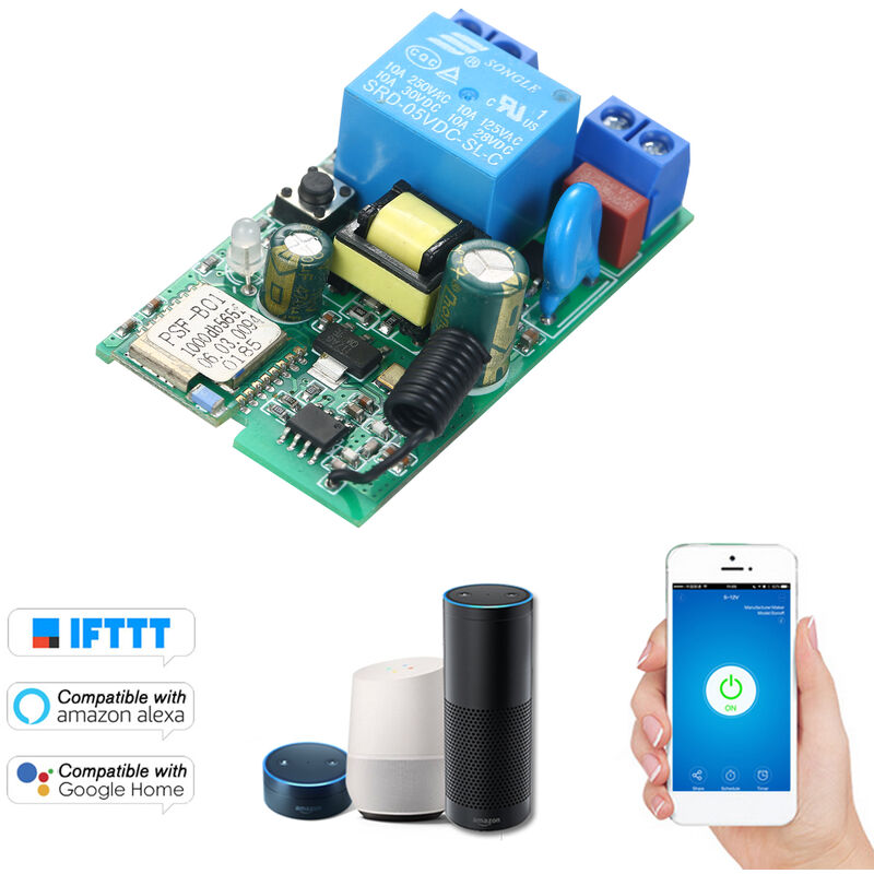 

Interruptor eWeLink DC 5V / AC85-250V Wifi RF 433MHz Modulo de rele Smart Home Automation Modulos Telefono aplicacion de control remoto del