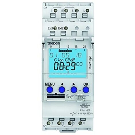 Interruptor horario digital THEBEN TR622 top 3 carril din 6220130 2 canales