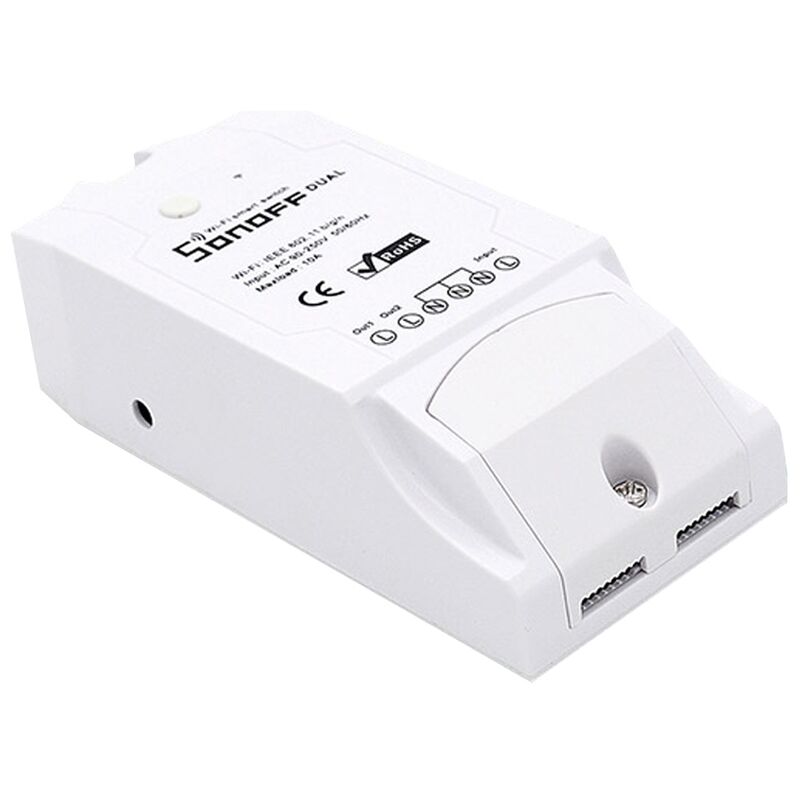 

Interruptor Inalámbrico 2 Canales Wi-Fi 2.4GHz 90V~250V AC 16A Sonoff Dual - Blanco