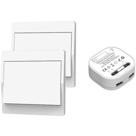 Interruptor inalámbrico, sin batería, control remoto de pared bidireccional, interruptor de pared autoalimentado, sin cableado, transmisor de panel de pared (kit bidireccional), impermeable para inter