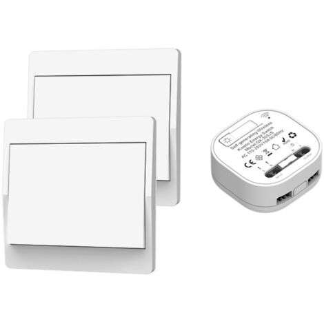 Interruptor inalámbrico, sin batería, control remoto de pared bidireccional, interruptor de pared autoalimentado, sin cableado, transmisor para panel de pared (kit bidireccional), impermeable para int