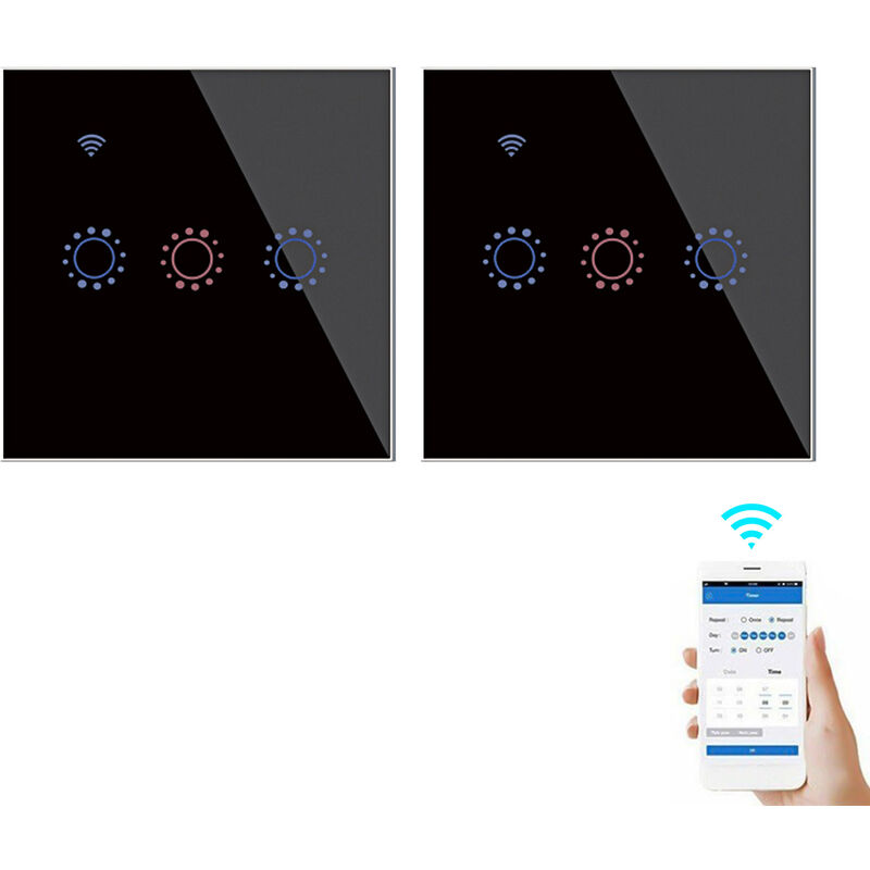 

Interruptor inteligente de 2 vias Wi-Fi Interruptor de luz Control de voz, control remoto, control tactil compatible con Alexa Google Home Horario,