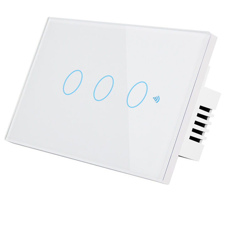 

Interruptor inteligente de Wi-Fi, interruptor de luz, control por voz, control remoto, RF433, control tactil,Blanco, 3 unidades con cable neutro