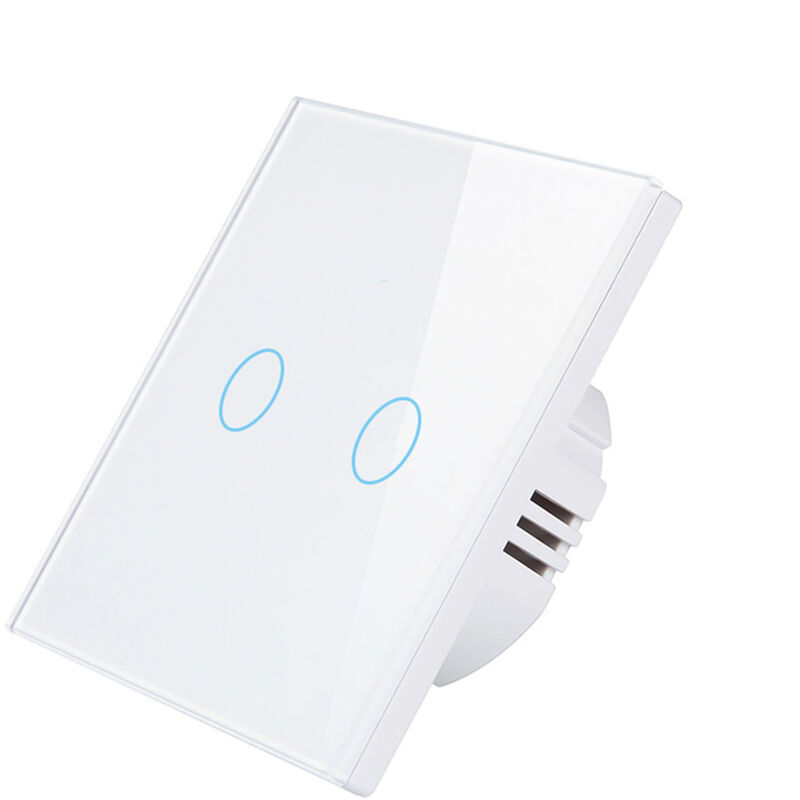 

Interruptor inteligente de Wi-Fi, interruptor de luz, control por voz, control remoto, RF433, control tactil,Blanco, 2 unidades sin cable neutro