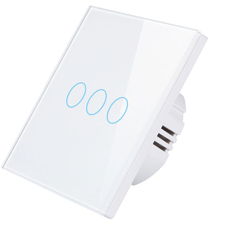 

Interruptor inteligente de Wi-Fi, interruptor de luz, control por voz, control remoto, RF433, control tactil,Blanco, 3 unidades sin cable neutro