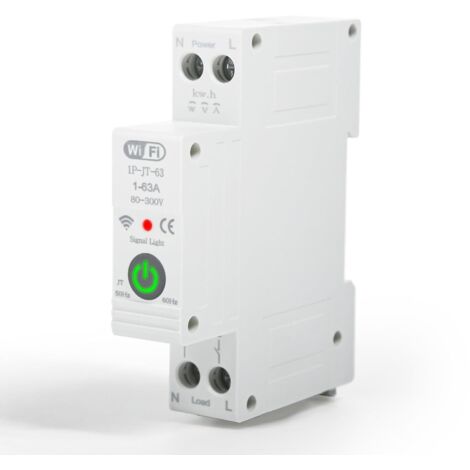 Interruptor inteligente TUYA WIFI, 1P 63A CA 230V, medidor de energía inteligente WiFi, control remoto inalámbrico Smart Life con riel DIN (1P-JT-63A)