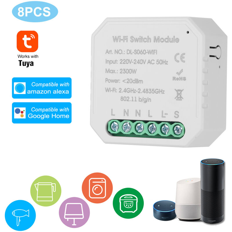 

Interruptor inteligente unidireccional Tuya MINI DIY,Blanco, 8