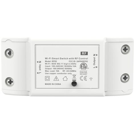 Interruptor inteligente WiFi Sonoff RF con control remoto inalámbrico para el hogar inteligente mediante aplicación WiFi. Funciona con Google Alexa y Google Home para smartphones iOS y Android.