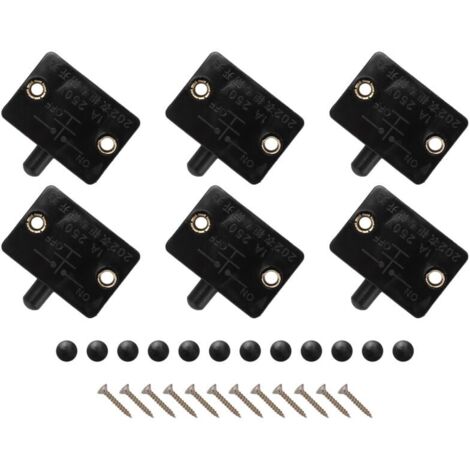 Interruptor LED para puerta de armario, 6 piezas, negro, iluminación de armario normalmente cerrada
