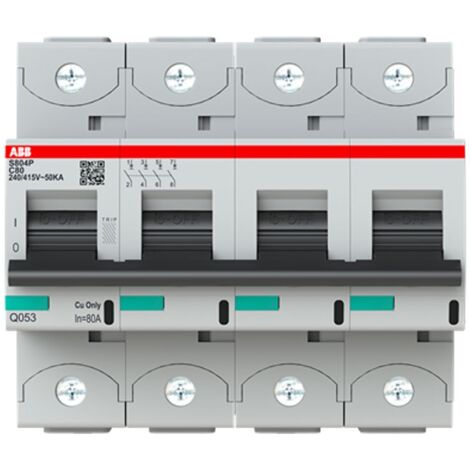 Interruptor magnetotérmico Abb 4P 80A 50KA C S804P 6M S804PC80