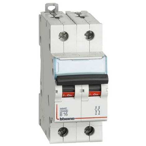 Interruptor Magnetotérmico Bticino 2P 16A 6kA 400Vac curva B 2M FN82B16
