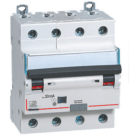 Interruptor magnetotérmico diferencial Bticino 4P 20A 30mA tipo AC 4,5kA 4 módulos GA8843AC20