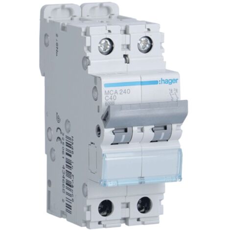 Interruptor magnetotérmico Hager 2P 40A 6/10KA C 2 módulos MCA240