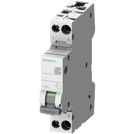 Interruptor magnetotérmico Siemens 6A polos 1P+N 6KA curva C 1 módulo 5SL60067