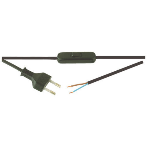 Interruptor pasante con cable 2 m. 2A/250V Color Negro Electro DH 11.576/N 8430552075775