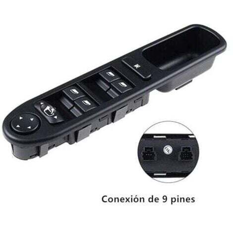 Interruptor principal de elevalunas eléctrico del lado del conductor del elevalunas delantero izquierdo, compatible con Peugeot 307, 307SW y 307CC - INHHUB