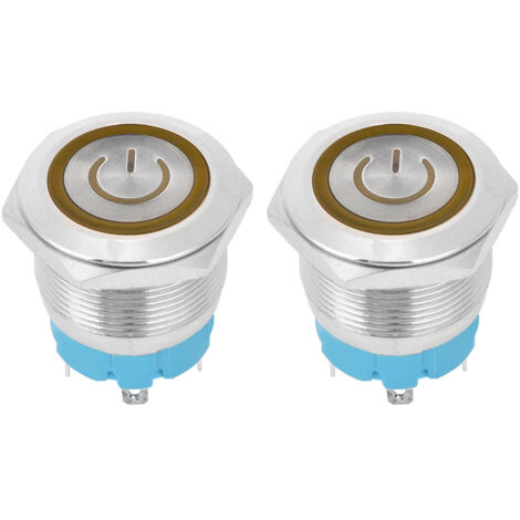 Interruptor pulsador, metálico, 4 pines, IP65, 22 mm de diámetro, luz LED