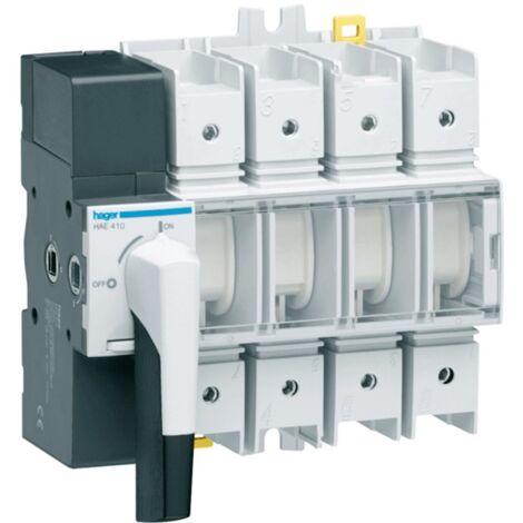Interruptor seccionador Hager 4P 100A de 8 módulos con mando giratorio HAE410