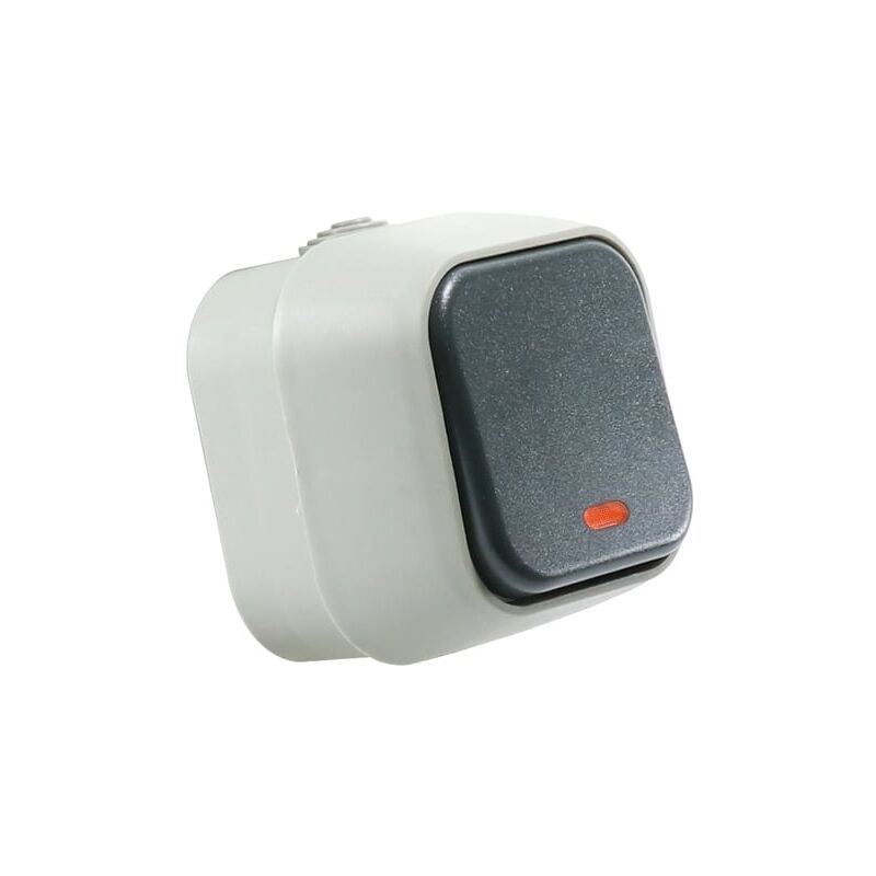 

Interruptor Superficie Simple Pulsador Gris con Indicador Luminoso IP54 Gris | IluminaShop