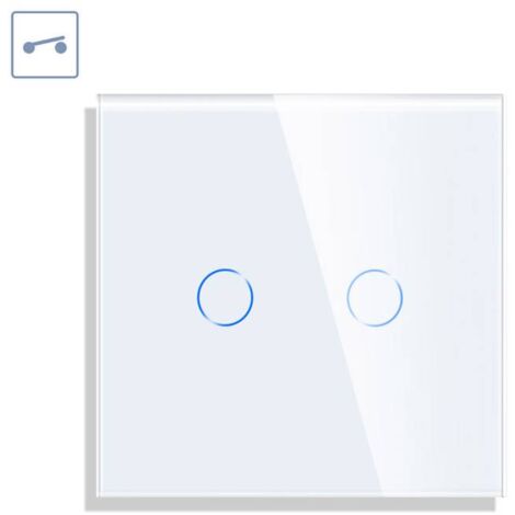 Interruptor táctil doble KOOB frontal cristal blanco
