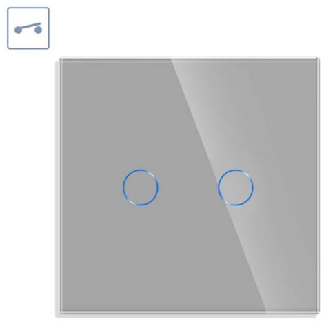 Interruptor táctil doble KOOB frontal cristal gris