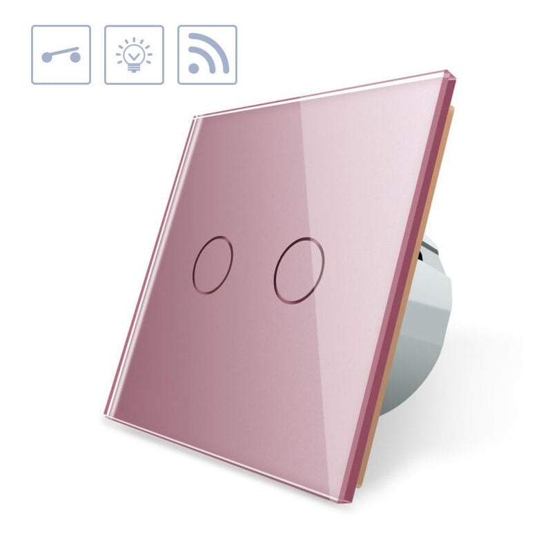 Ledbox - Interrupteur tactile double + télécommande, rose frontal