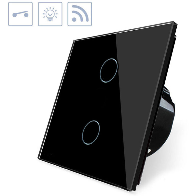 Ledbox - Interrupteur double WiFI-Voice, noir