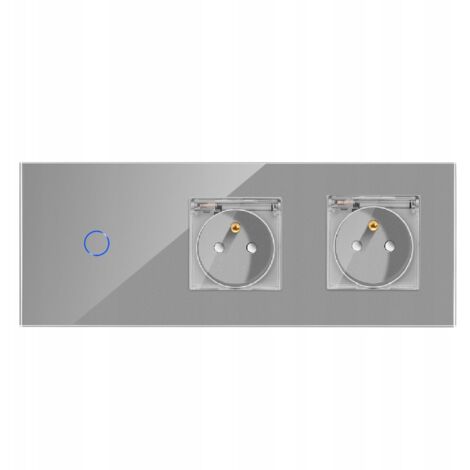 INTERRUPTOR TÁCTIL SIMPLE CRISTAL 1K + DOS ENCHUFES HERMÉTICOS CON TAPA