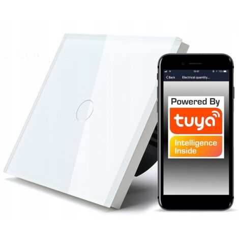 Interruptor táctil WiFi TUYA 1 circuito blanco con N/sin N