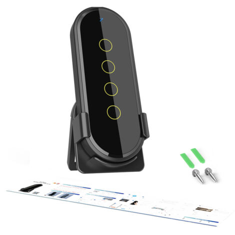 Interruptor táctil WiFi/Zigbee Tuya con función fluorescente, control de iluminación ambiental, negro.