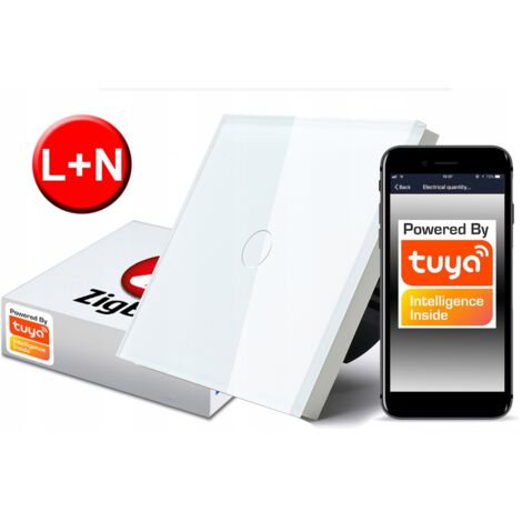 Interruptor táctil ZigBee TUYA 1 circuito blanco  L+N