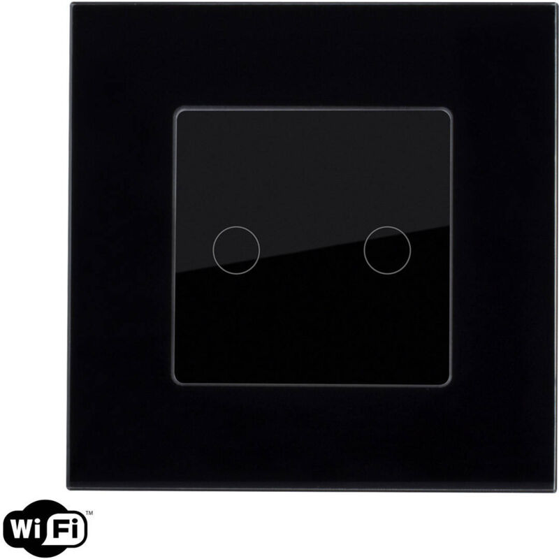 

Interruptor Táctil Doble Smart WiFi con Marco Cristal Modern Negro - Negro